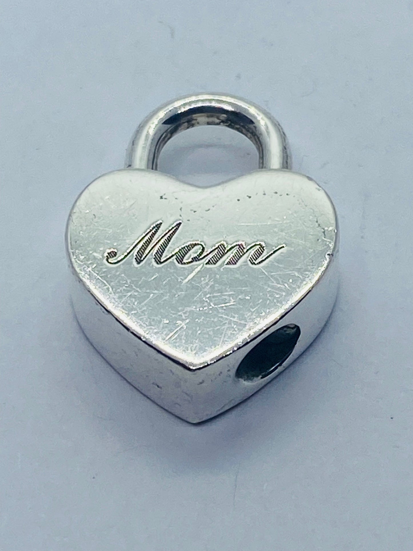 Tiffany & Co Silver Mom Heart Padlock Charm Pendant! READ!