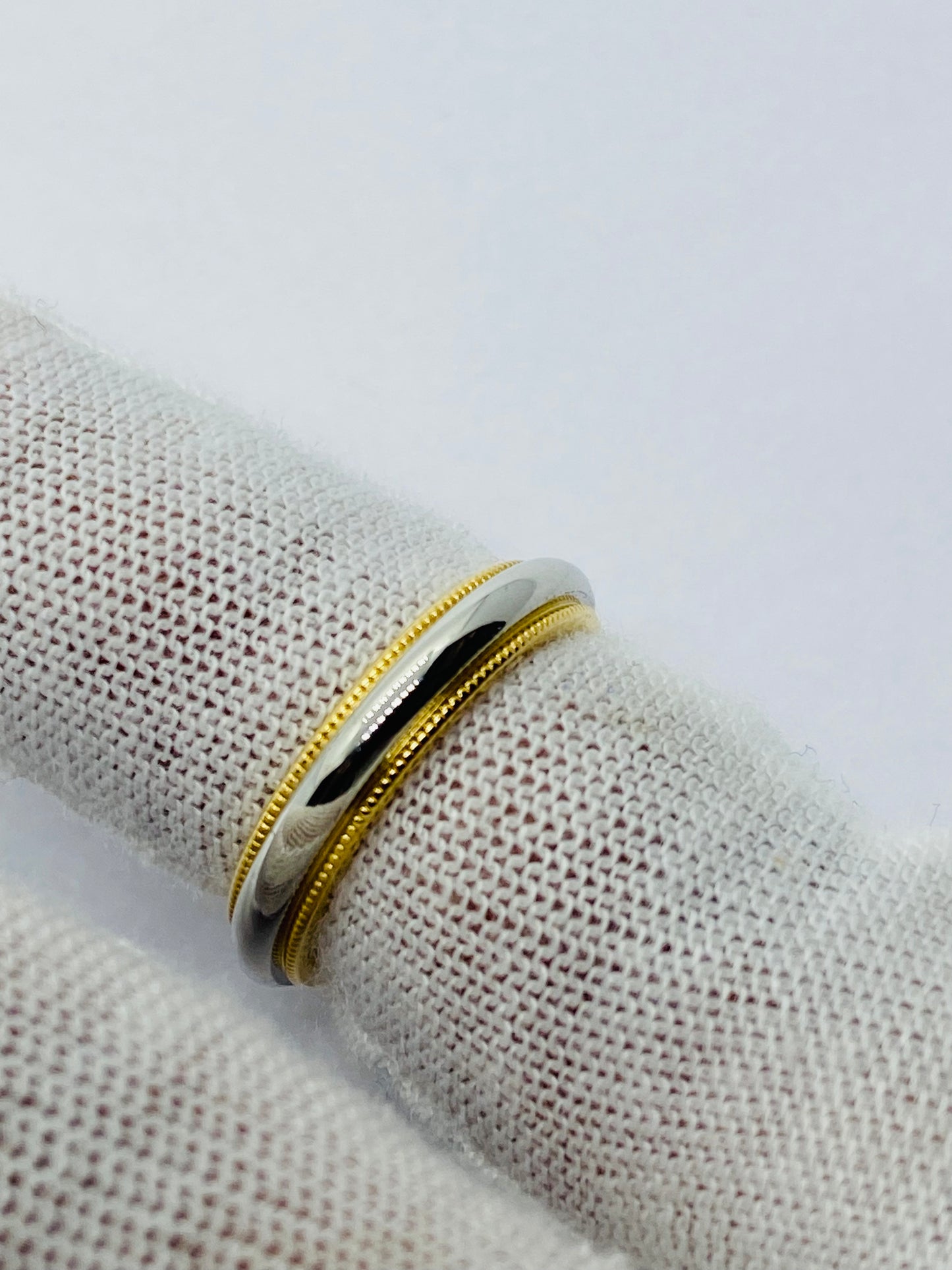 Tiffany & Co Milgrain Band Ring In Platinum & 18k Yellow Gold Size 4.5