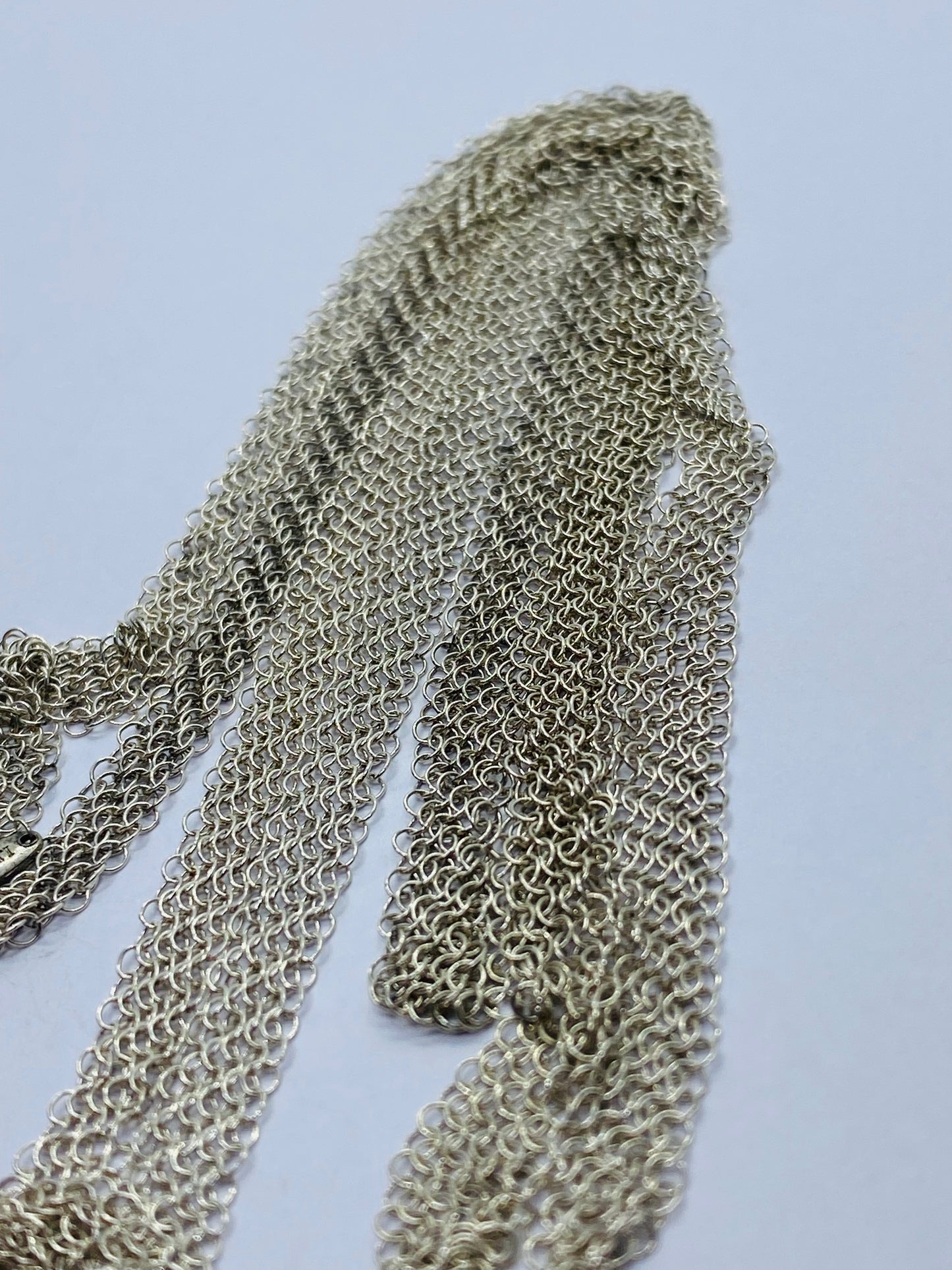 Tiffany & Co Peretti Somerset Mesh Scarf Necklace Sterling Silver 31” Pouch Box