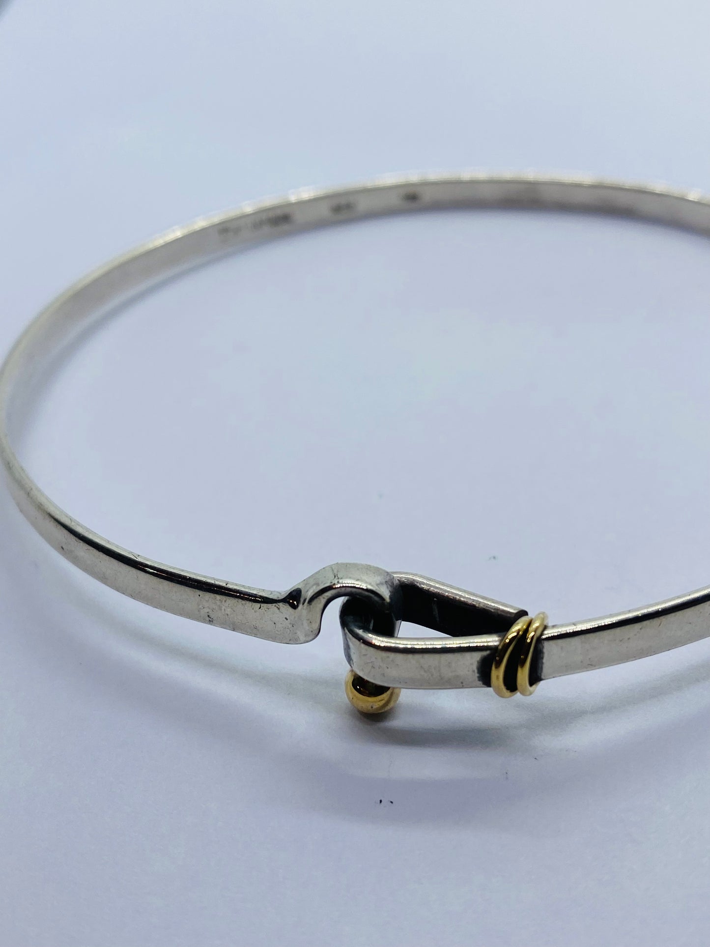 RARE XXL Tiffany & Co. Vintage 925/18k Hook Bangle Bracelet 9.5” 3.1” Diameter