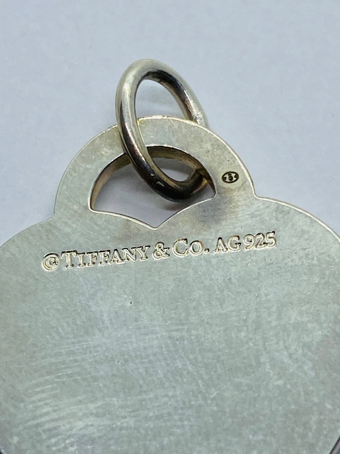 Large Return to Tiffany Etched Heart and Arrow Pendant, Necklace Sterling Silver