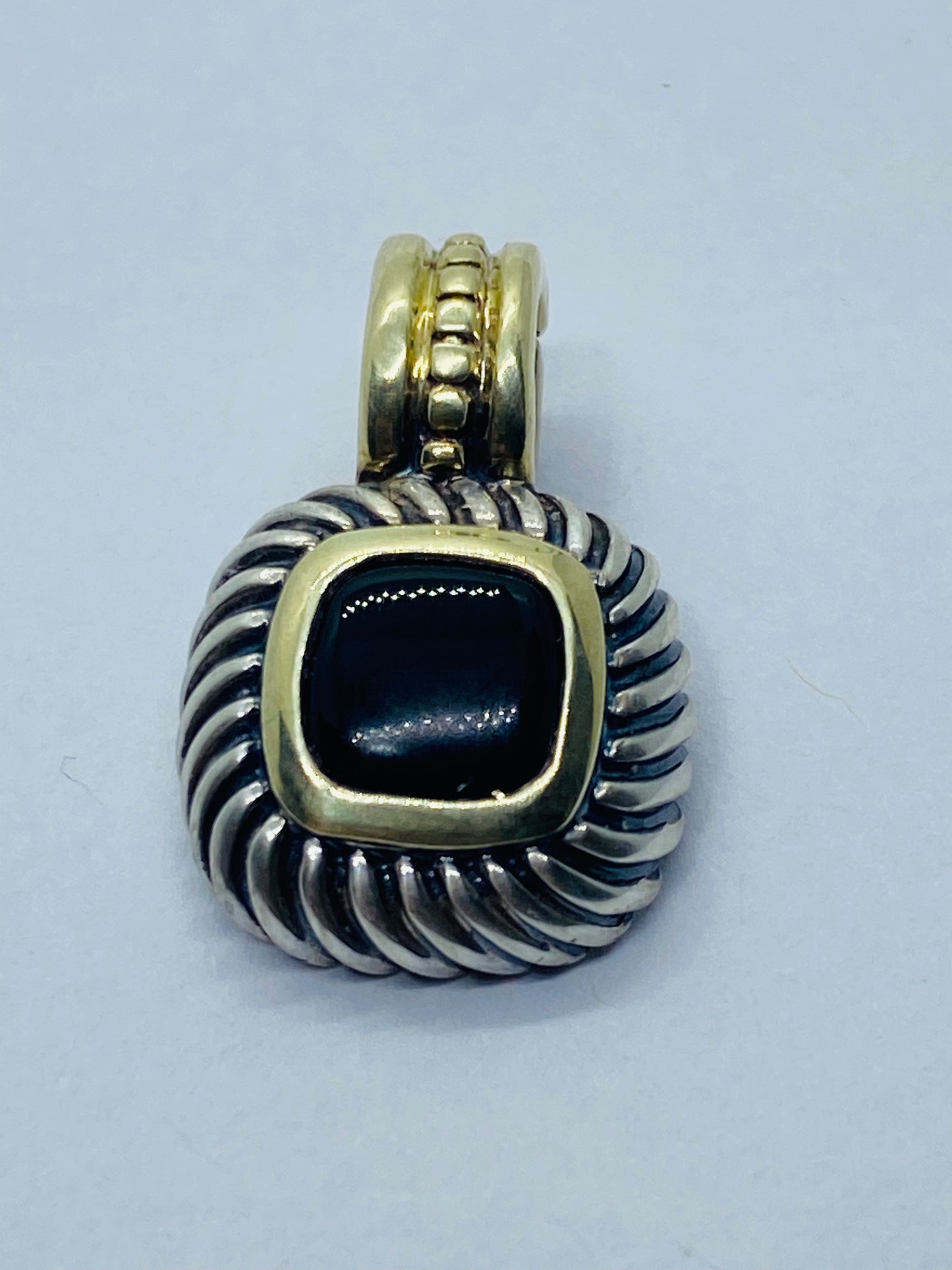 DAVID YURMAN 14KT GOLD & STERLING SILVER ALBION BLACK ONYX ENHANCER PENDANT