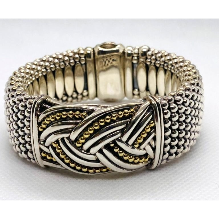 Lagos Caviar Bangle Bracelet Sterling Silver 925 18K 750 Heavy