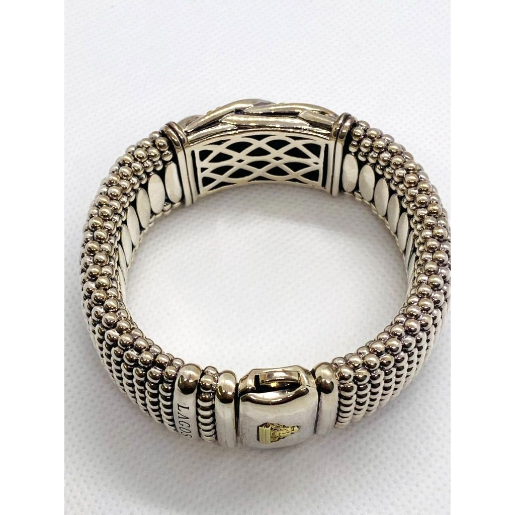 Lagos Caviar Bangle Bracelet Sterling Silver 925 18K 750 Heavy