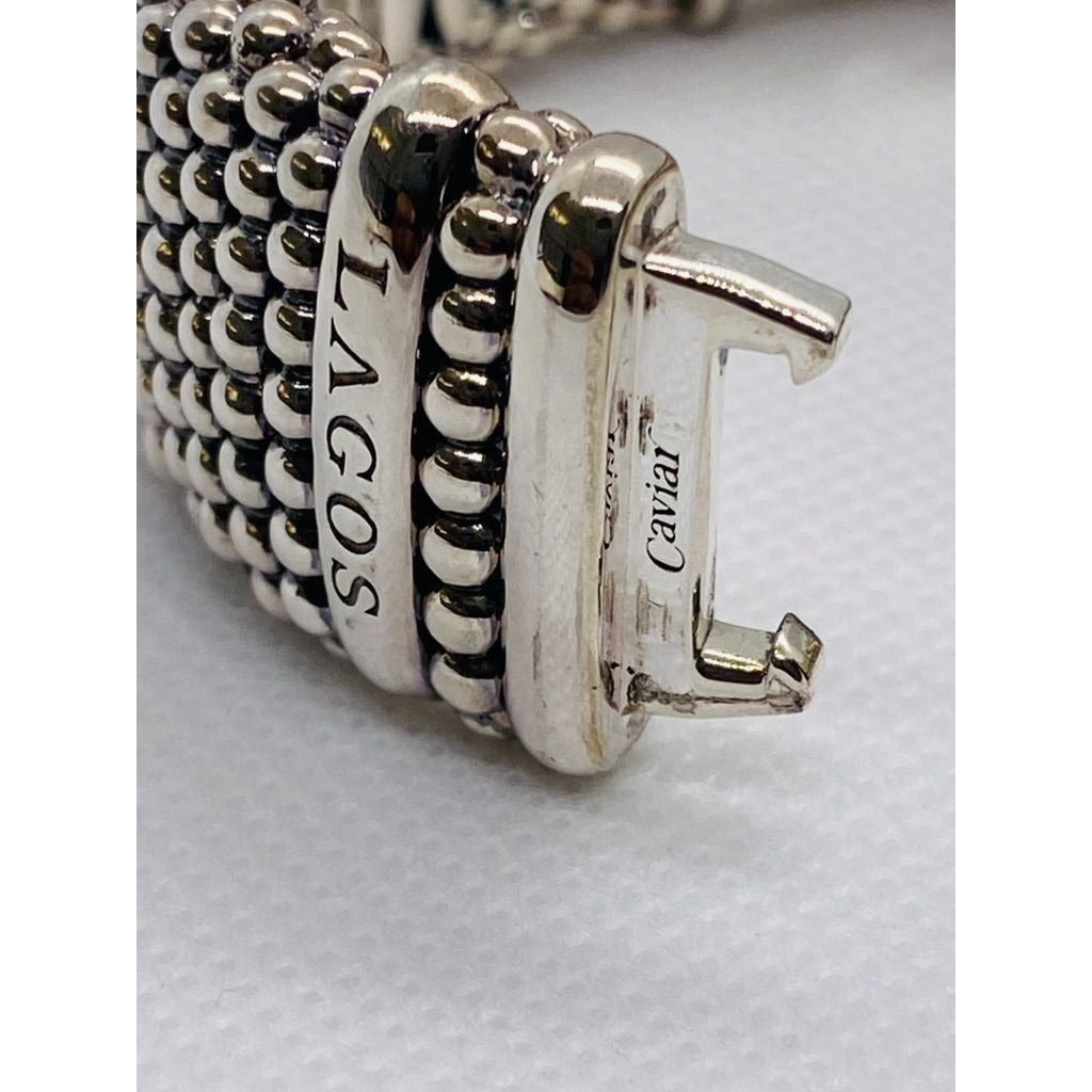 Lagos Caviar Bangle Bracelet Sterling Silver 925 18K 750 Heavy