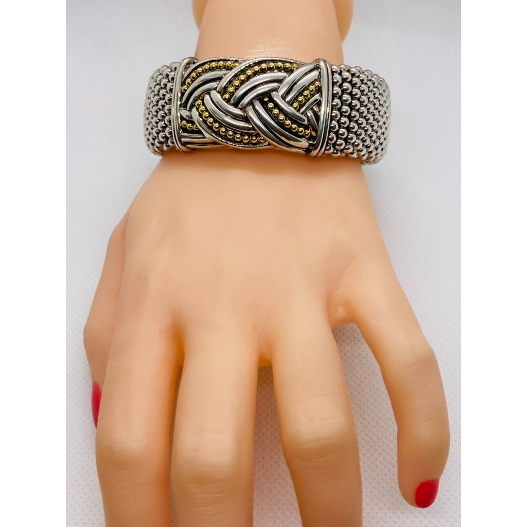 Lagos Caviar Bangle Bracelet Sterling Silver 925 18K 750 Heavy