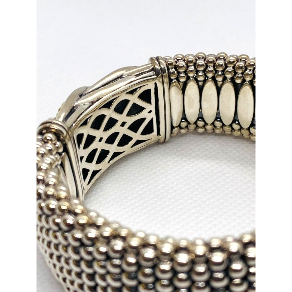 Lagos Caviar Bangle Bracelet Sterling Silver 925 18K 750 Heavy