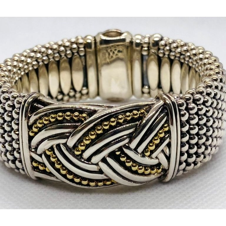 Lagos Caviar Bangle Bracelet Sterling Silver 925 18K 750 Heavy