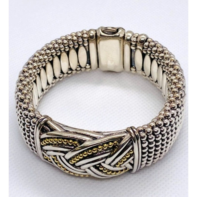 Lagos Caviar Bangle Bracelet Sterling Silver 925 18K 750 Heavy