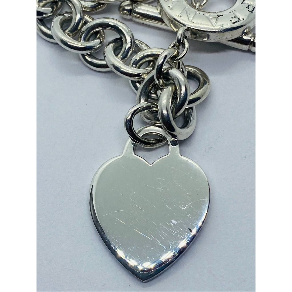 Tiffany & Co Sterling Silver Toggle Heart Tag Blank Heart Necklace 16” 74.3 G