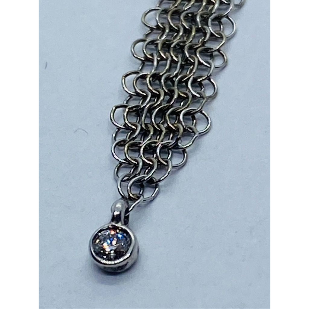 Tiffany & Co. Elsa Peretti Diamond Mesh Earring in Sterling Silver 0.12 ctw