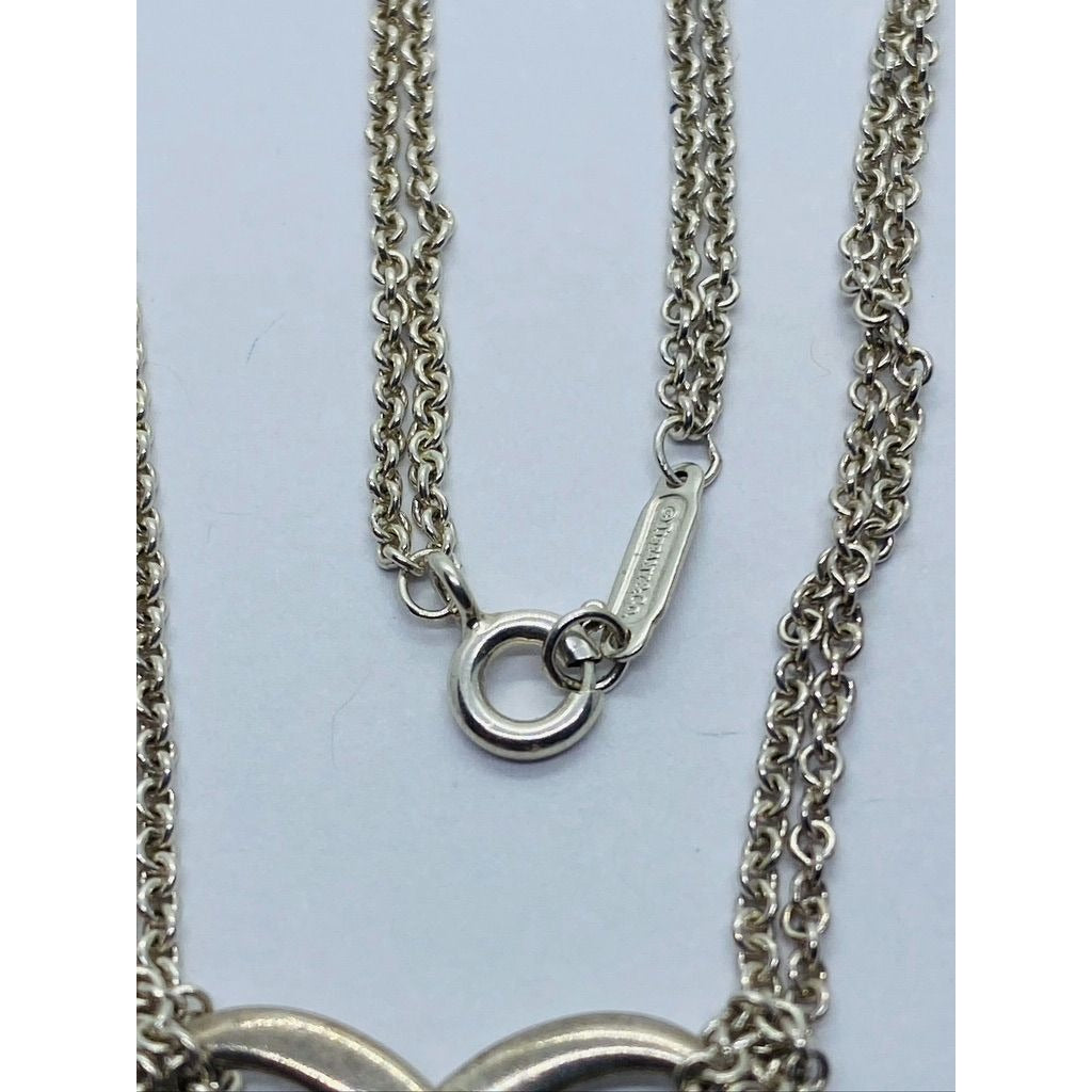 Tiffany & Co Sterling Silver Infinity Twist Double Chain Necklace 15.75"