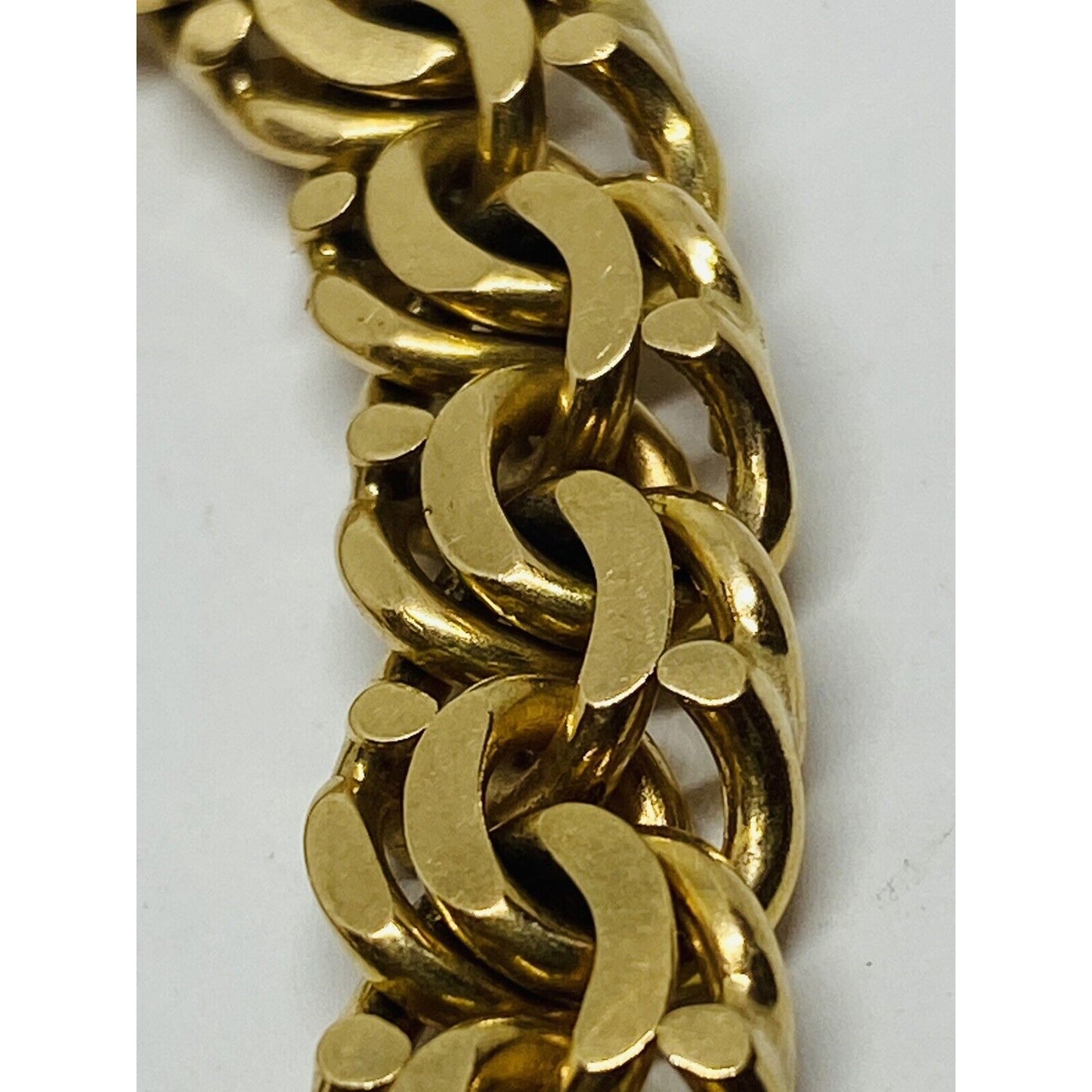 Vintage 18k Yellow Gold Fancy Double Link Charm Bracelet Italy Rare Style HEAVY!