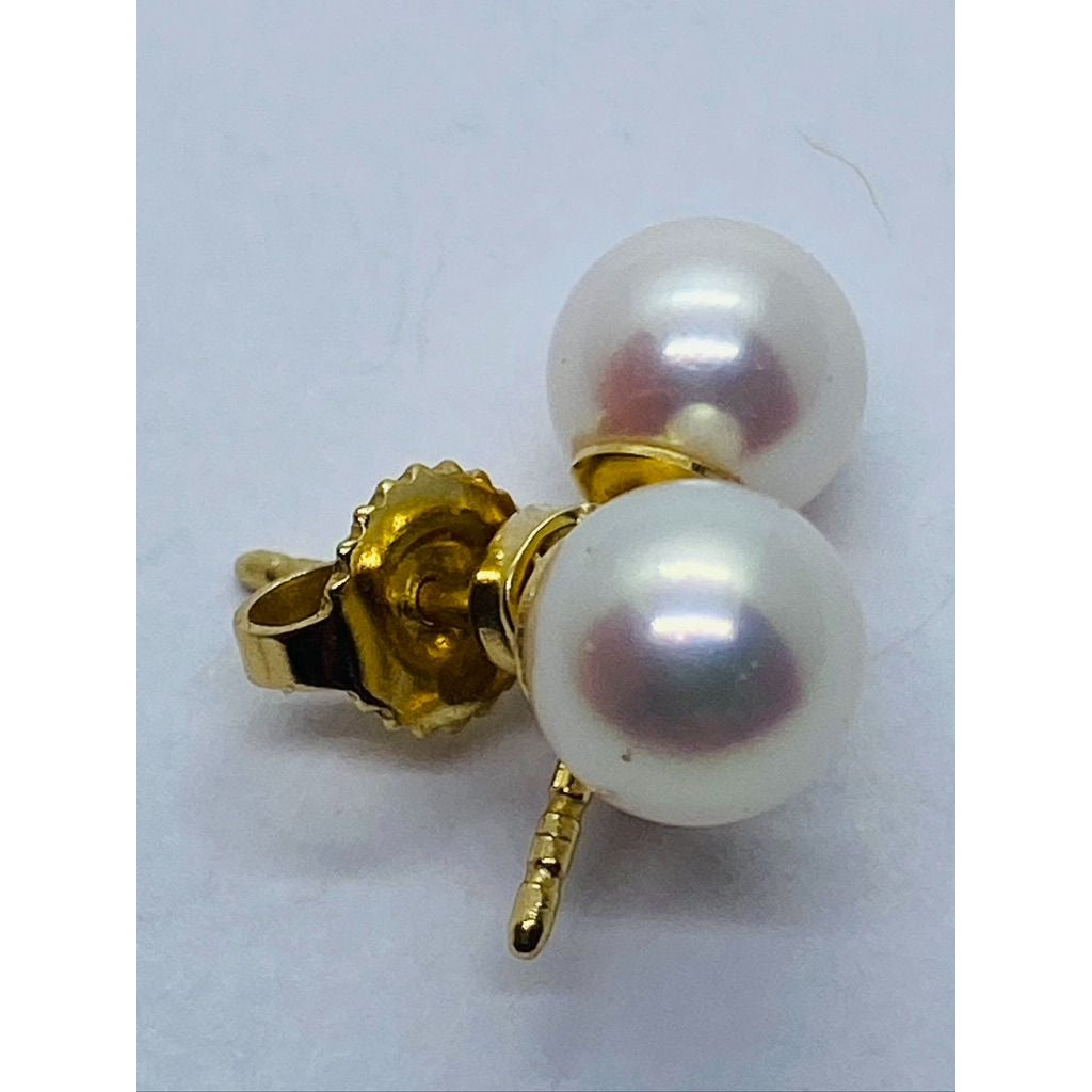 Tiffany & Co 18K Yellow Gold Pearl Earrings 7.5MM Earrings