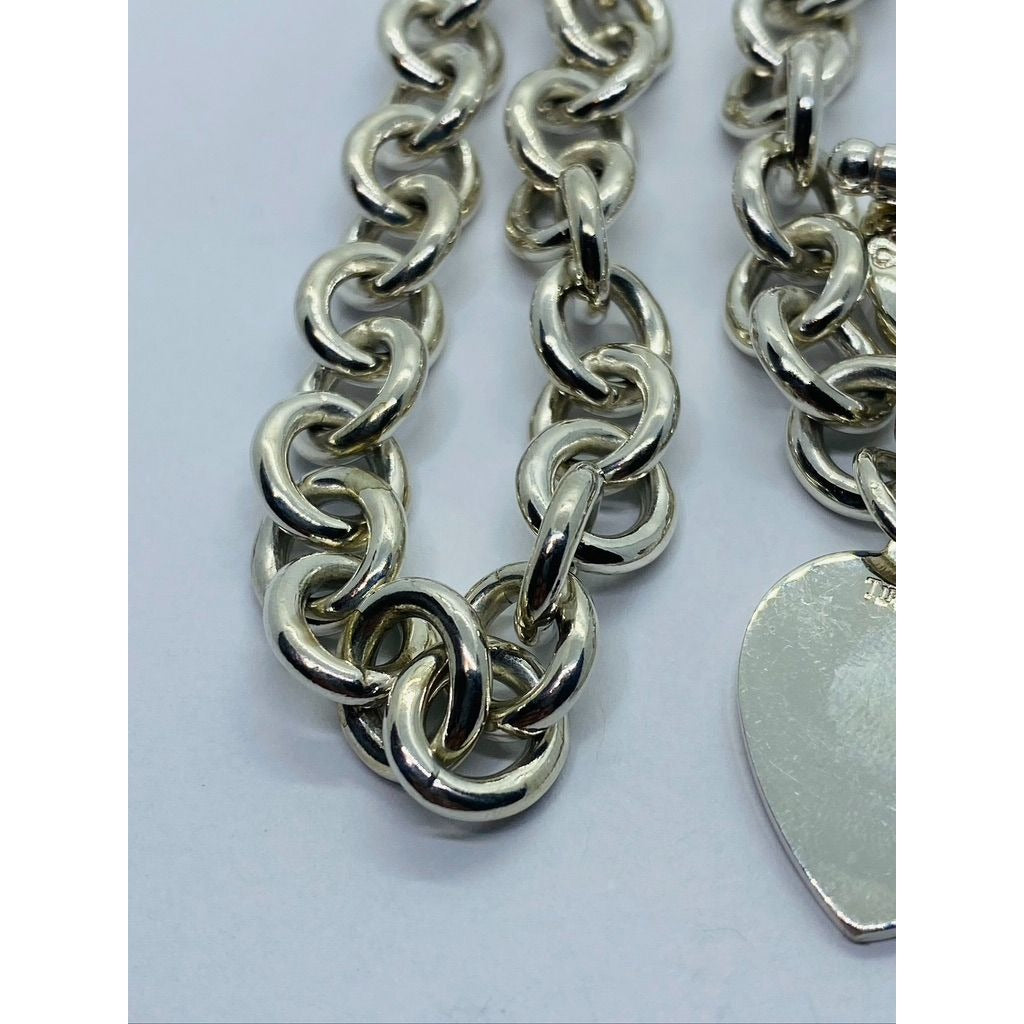 Tiffany & Co Sterling Silver Toggle Heart Tag Blank Heart Necklace 15.75"