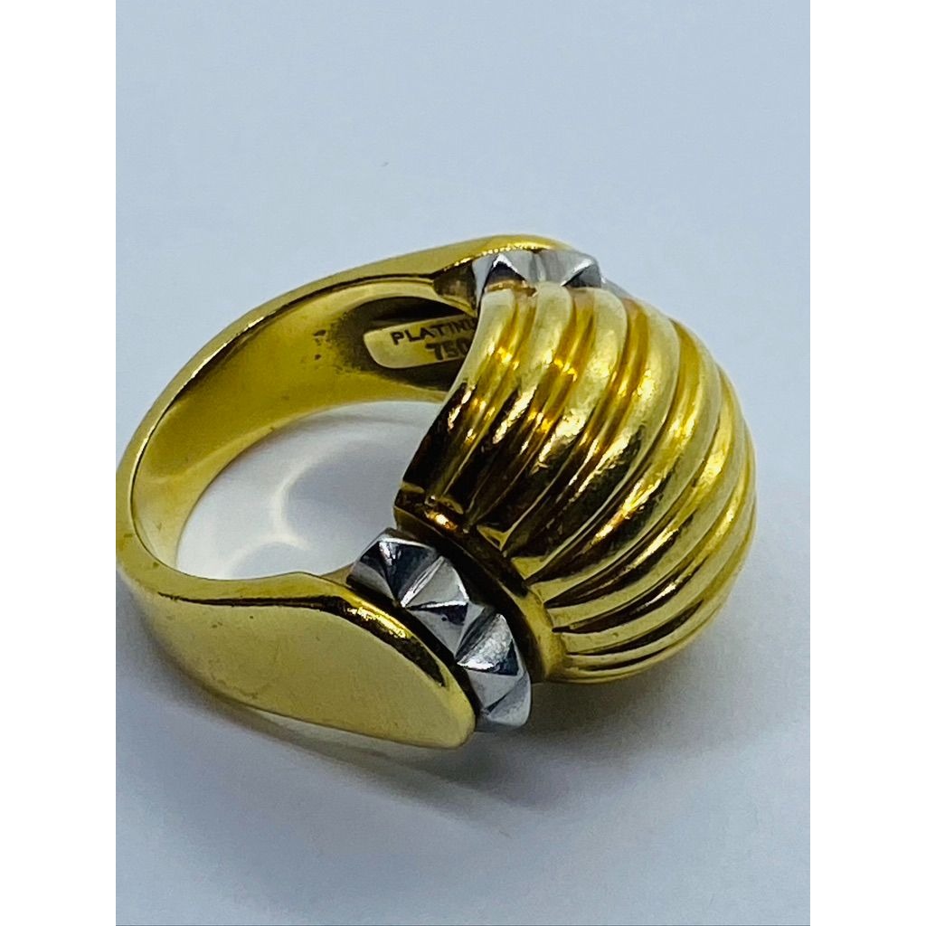 Lagos Platinum + 18k Yellow Gold Jumbo Cocktail Ring 18.04 Grams Size 6.5