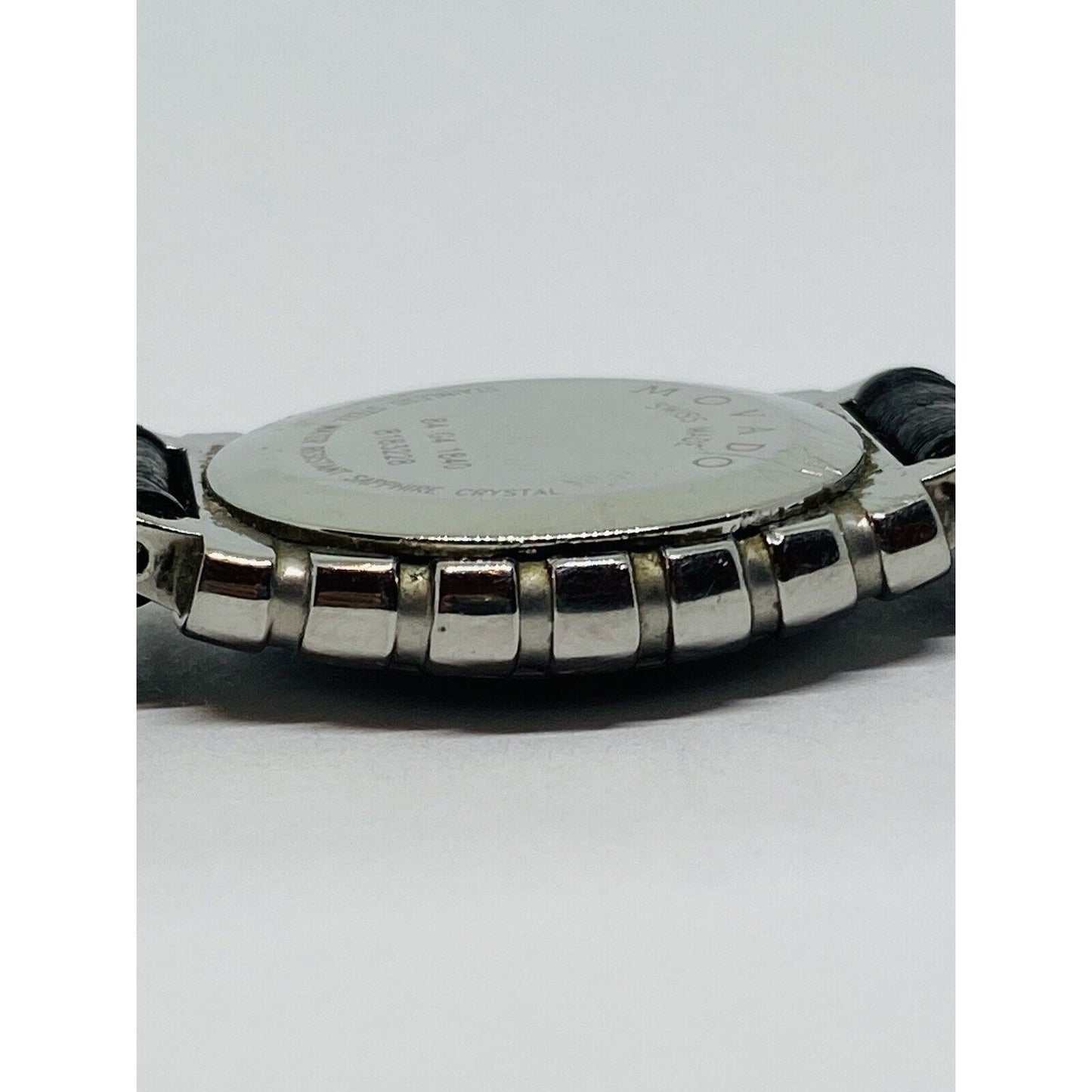 Movado 84 G4 1840 Riveli Ladies Black Dial Face 26MM Case Leather Band