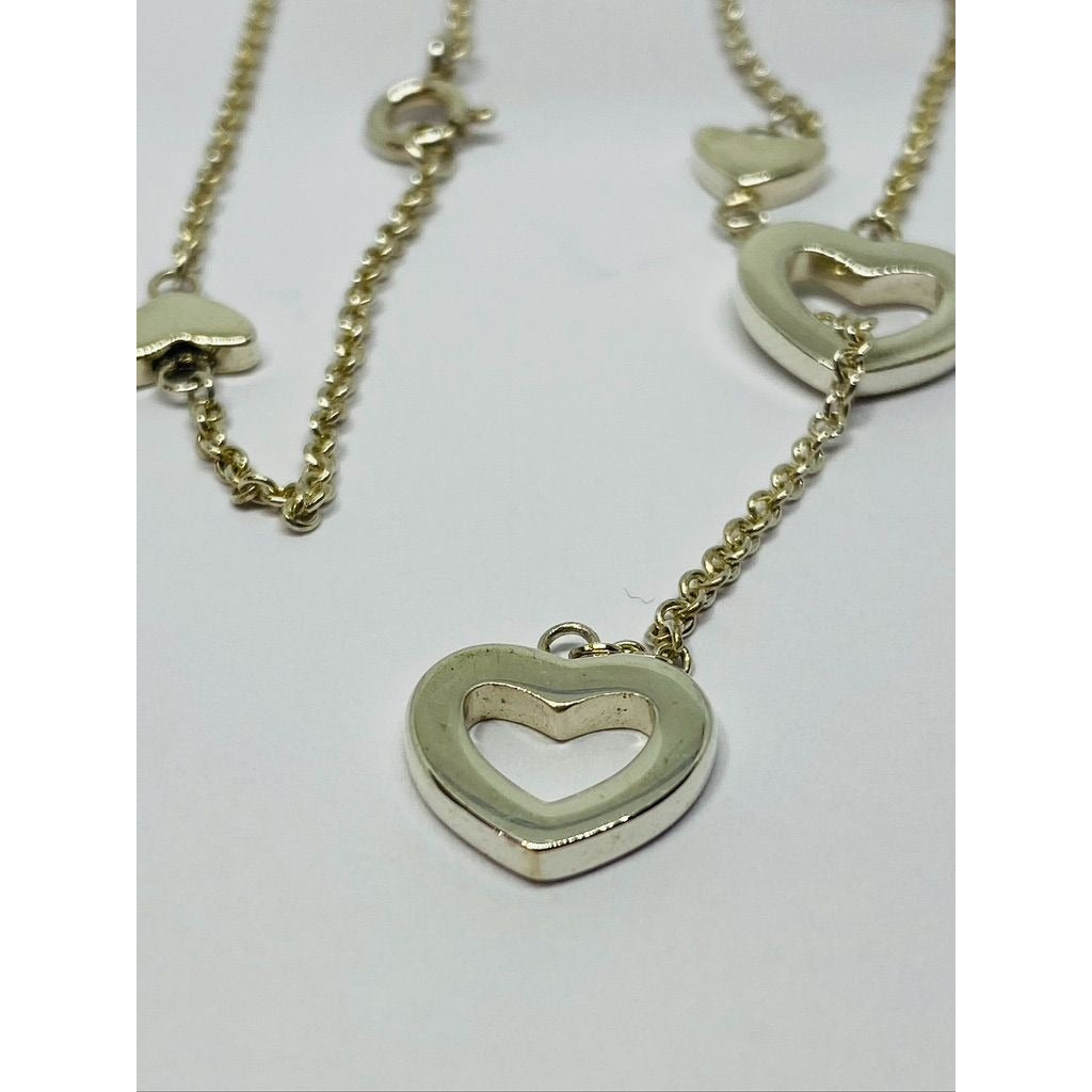 Genuine Tiffany & co Drop Lariat Multi Heart Sterling silver necklace