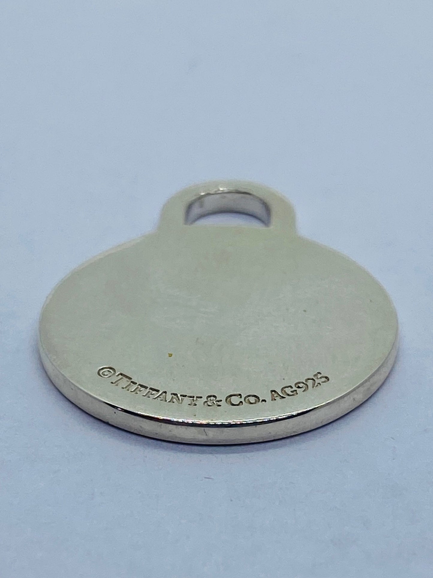 Tiffany & Co Medium Engravable Blank Round Tag Mens Pendant Sterling Silver