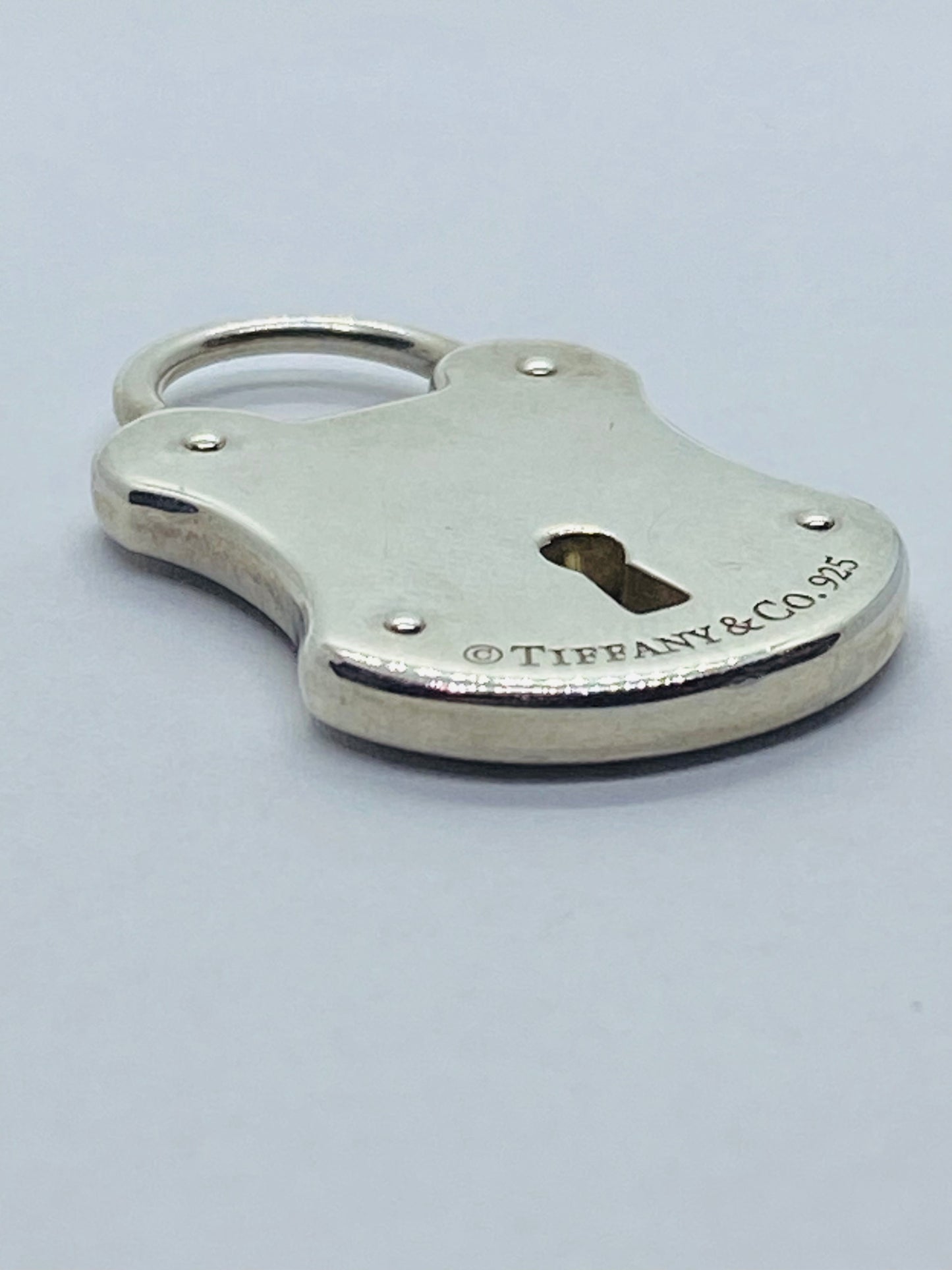 Tiffany & Co Large 925 Sterling Silver Lock Key Hole Charm Pendant 28x18mm