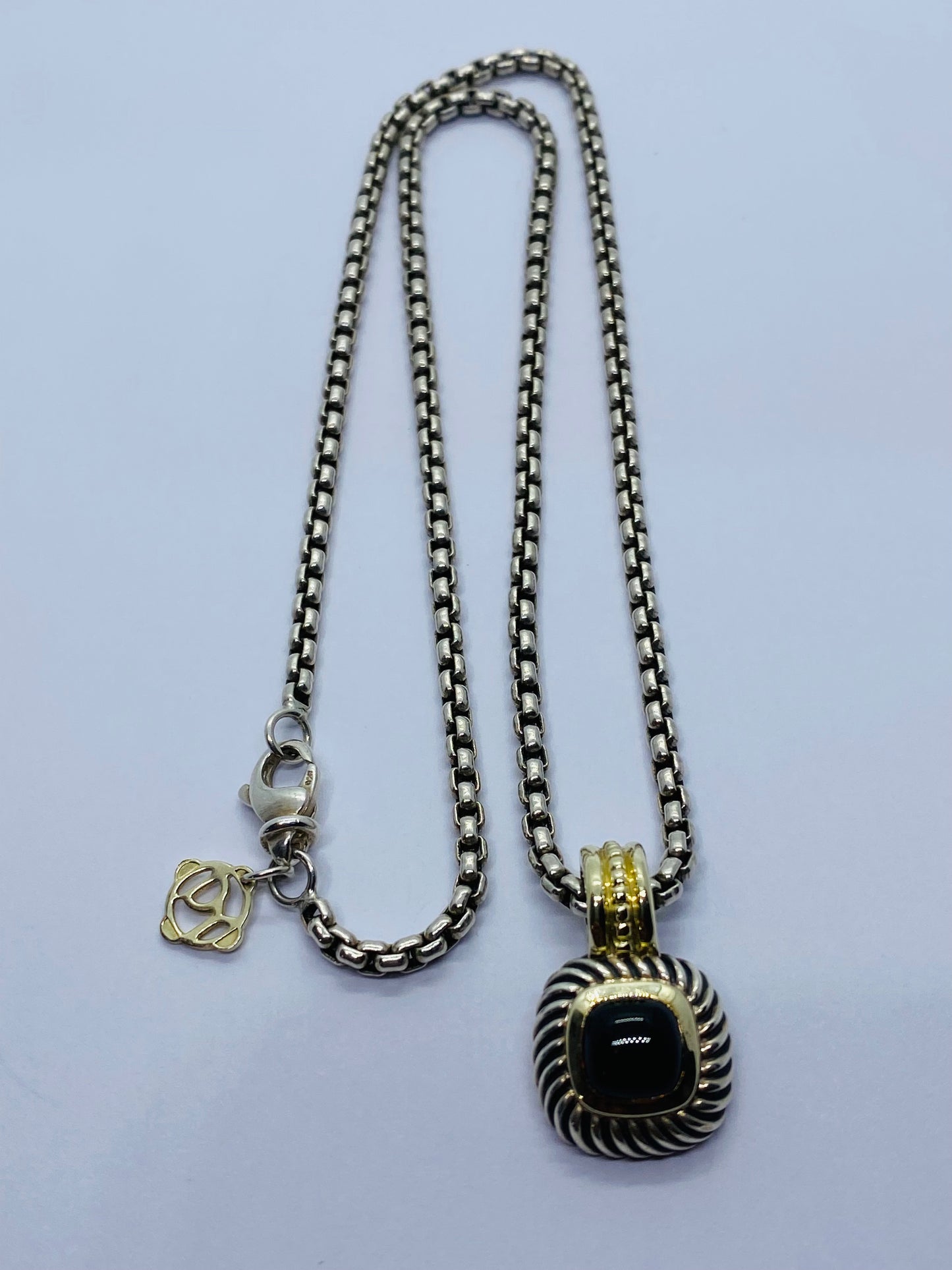 DAVID YURMAN 14KT GOLD 925 SILVER ALBION BLACK ONYX ENHANCER PENDANT NECKLACE