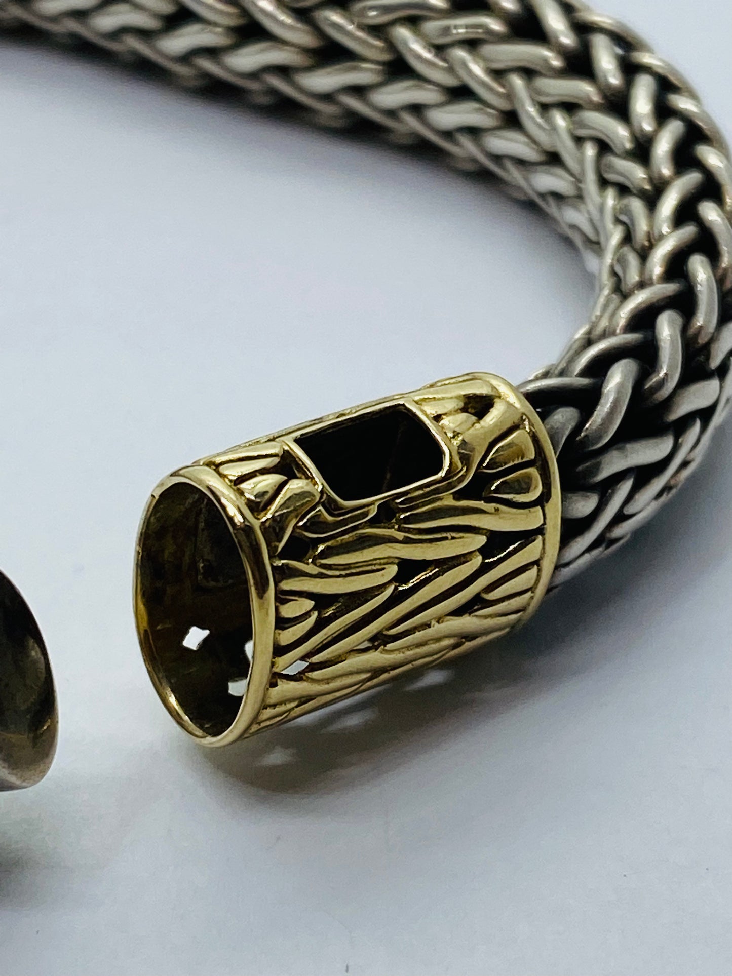 John Hardy 11MM Sterling Silver 18k Gold Wheat Chain Bracelet 7.5” 70.8 Grams