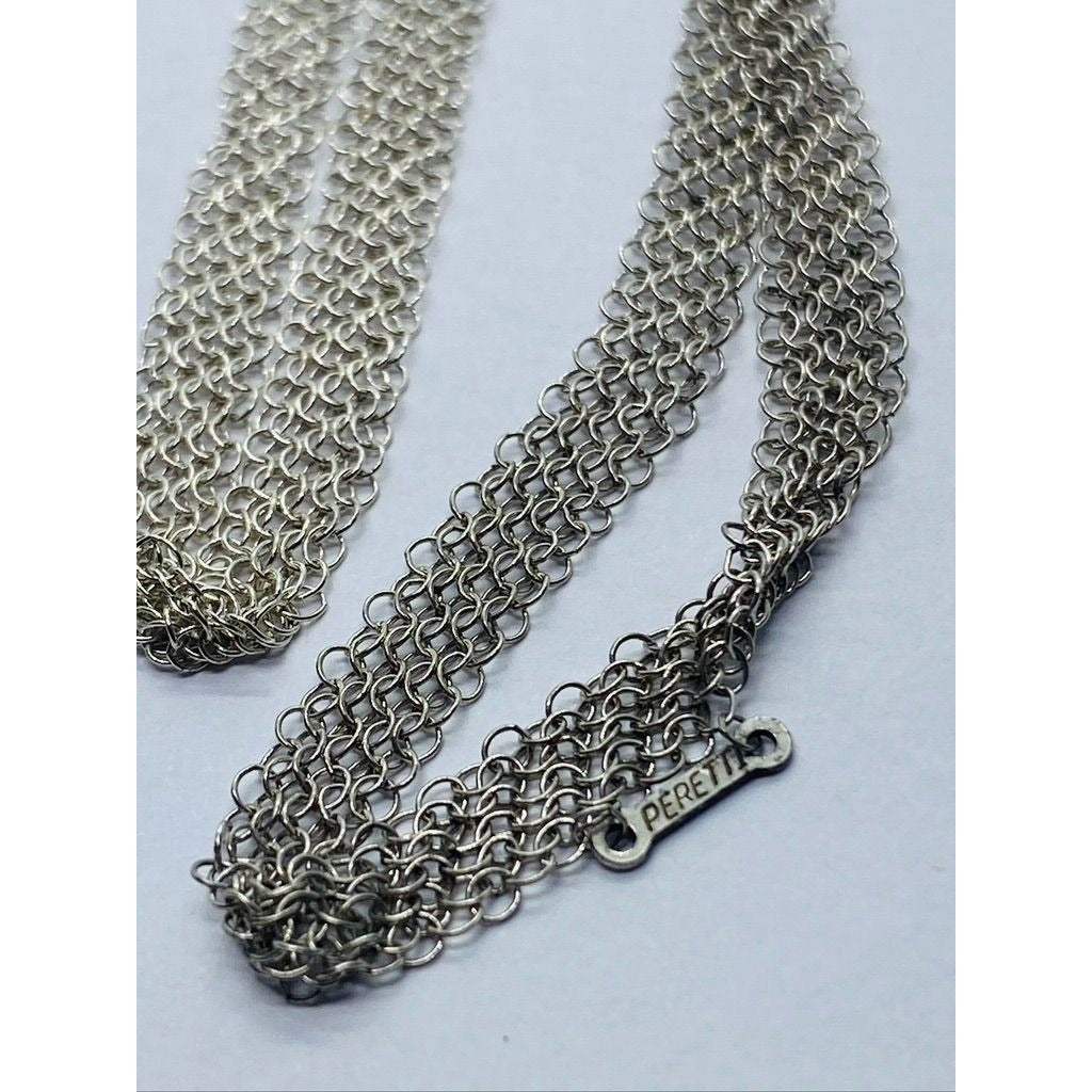 Tiffany & Co Peretti Somerset Mesh Necklace Sterling Silver 31” Pouch Box