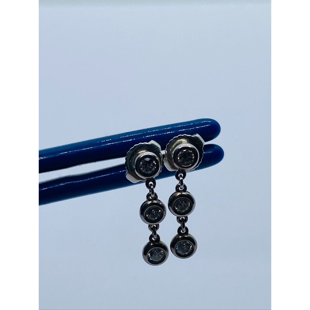 Authentic Diamonds by the Yard Drop Earrings Sterling Silver 925 .30