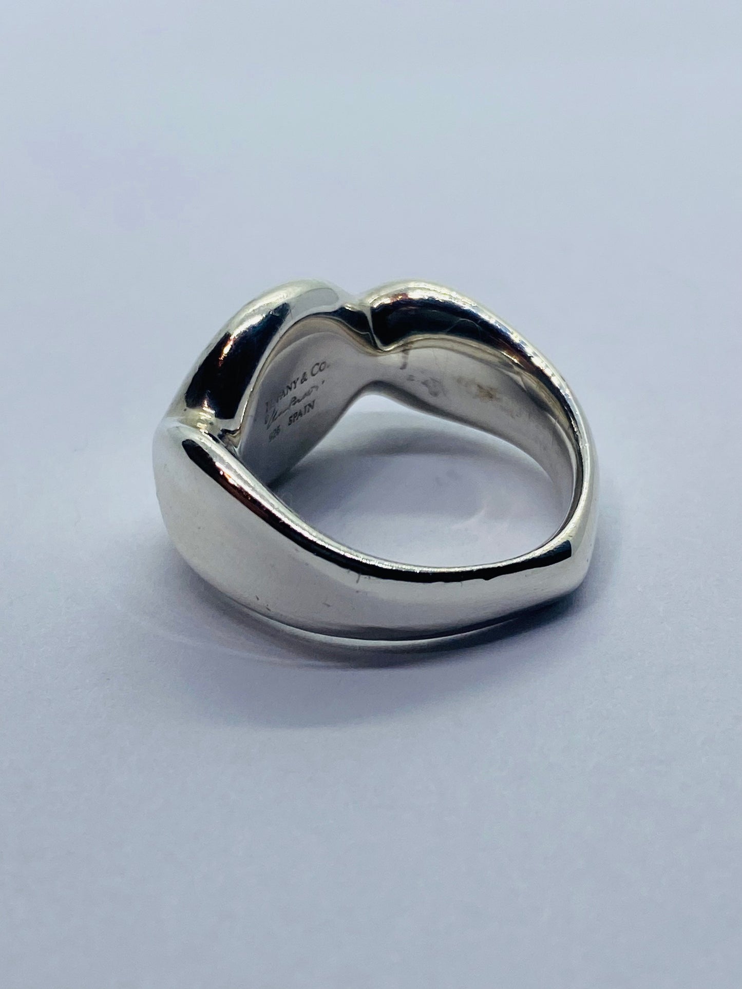 Tiffany & Co Silver Peretti Spain Signet Band Size 5 With Pouch Retired.