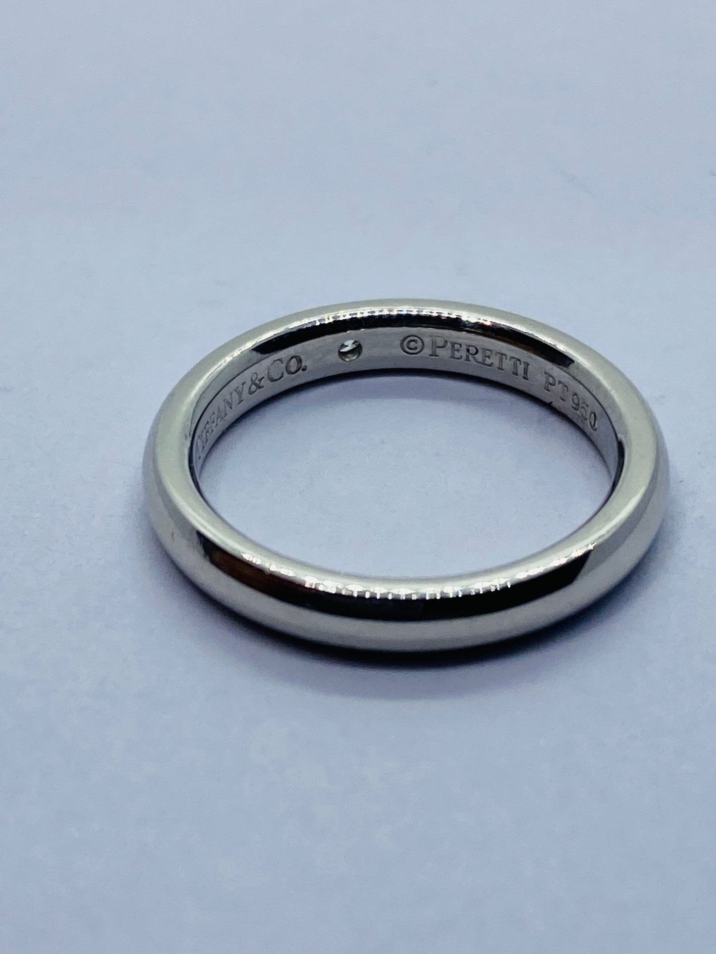 Tiffany & Co Elsa Peretti Platinum Band Ring With A Round Diamond Size 3.75-4