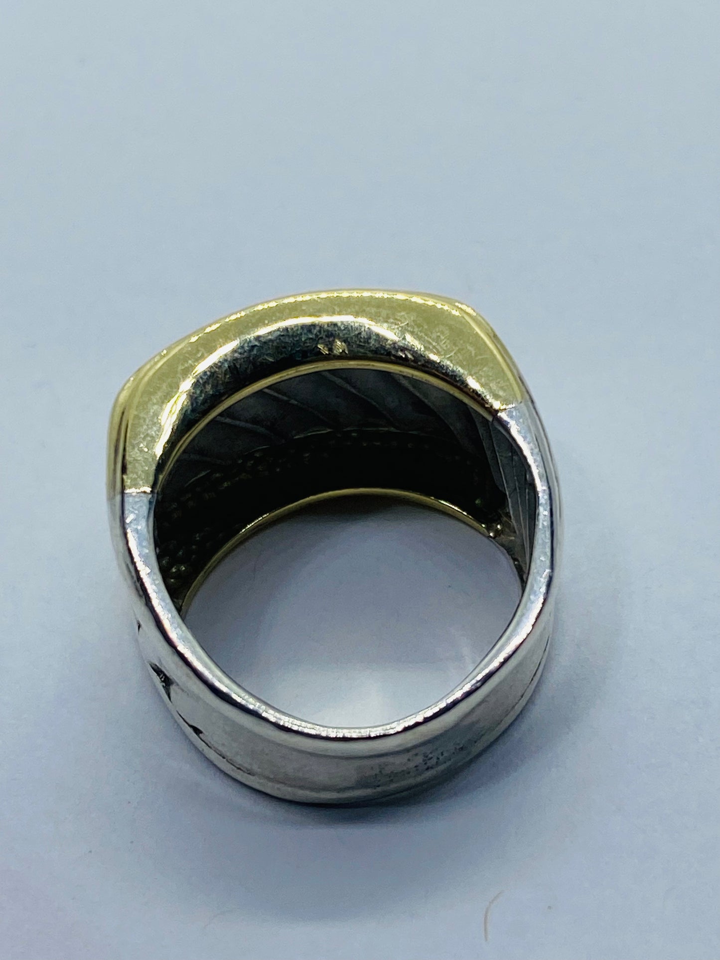 David Yurman Thoroughbred Ring 14K Gold Sterling Silver Cigar Cable Size 5.25