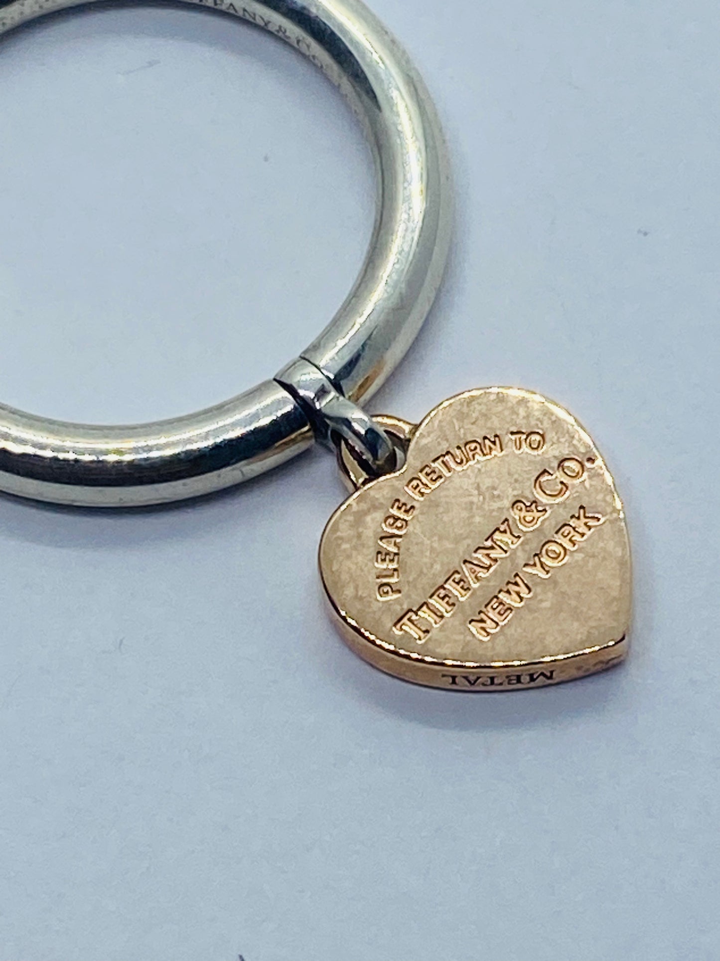 Tiffany & Co. 925 Rubedo Metal RTT Heart Tag Ring Size 5 Mint Condition Pouch
