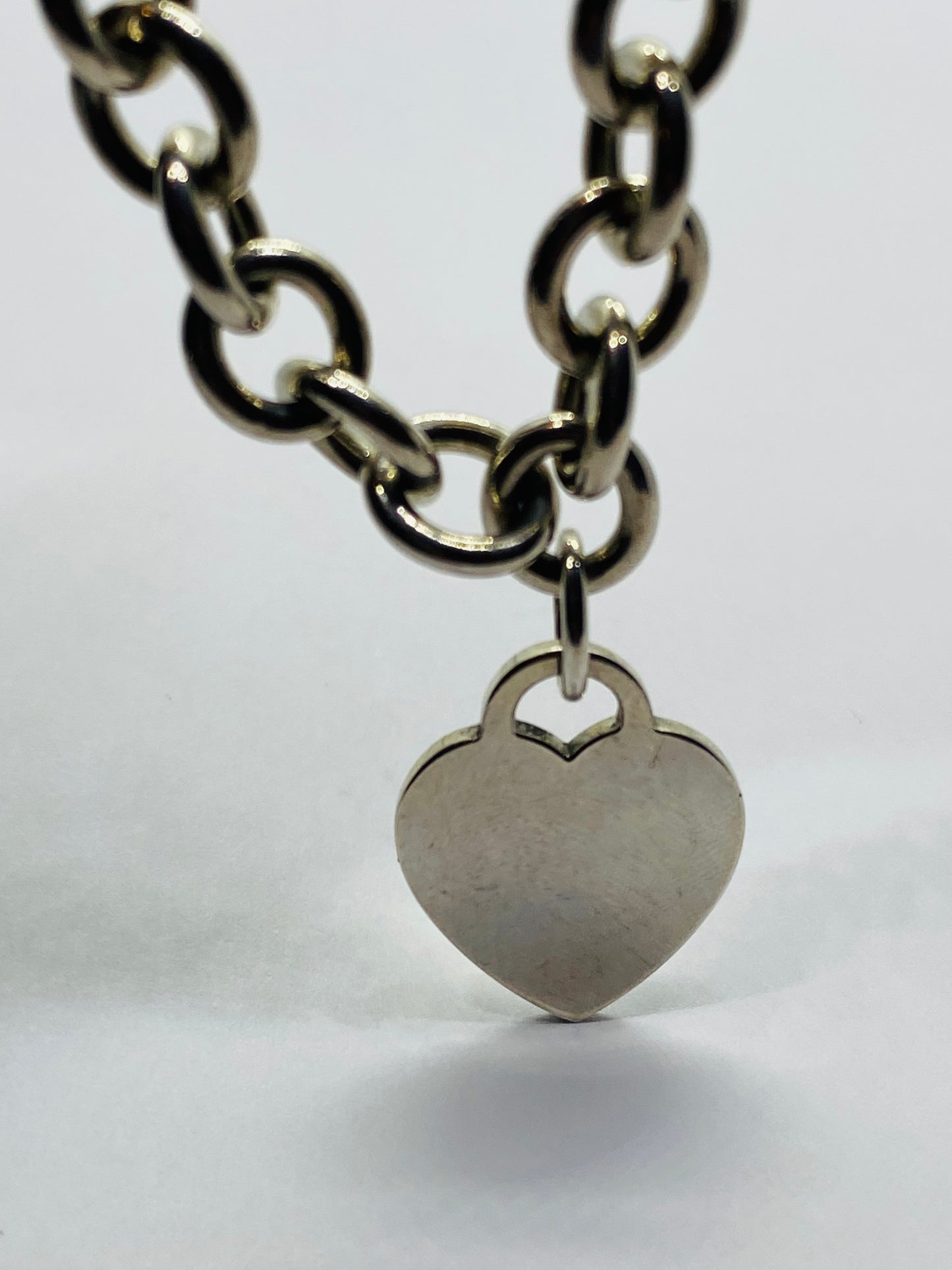 Tiffany & Co Sterling Silver Engravable Blank Heart Tag Necklace Original Box