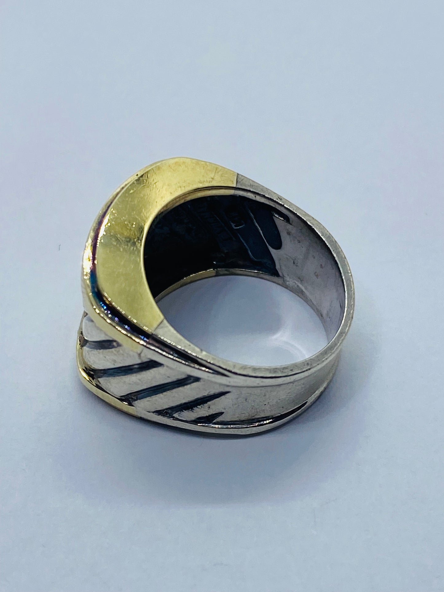 David Yurman Thoroughbred Ring 14K Gold Sterling Silver Cigar Cable Size 7.5