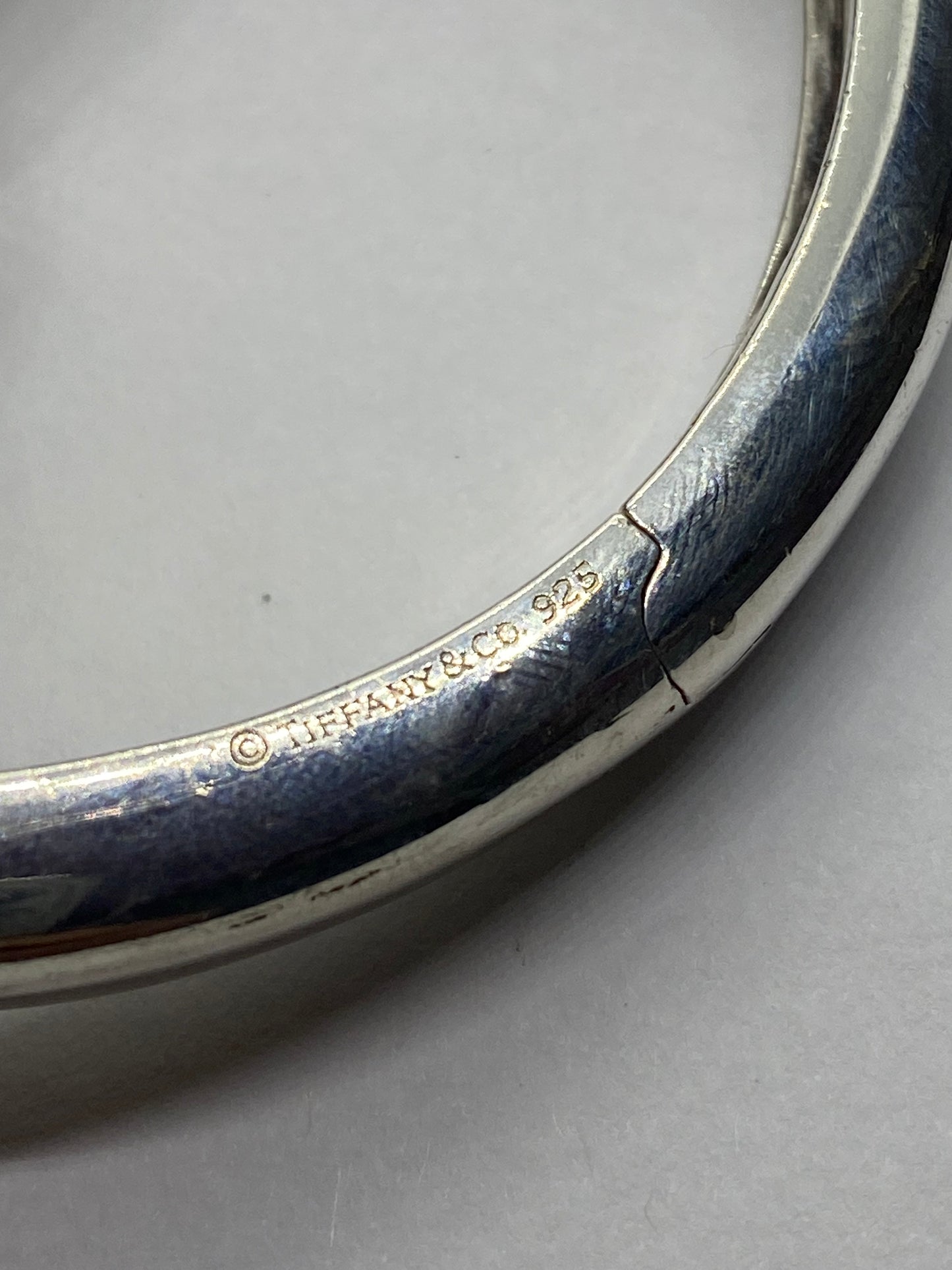 RARE Vintage Tiffany & Co Sterling Silver Agate Clamper Bangle Cuff Bracelet