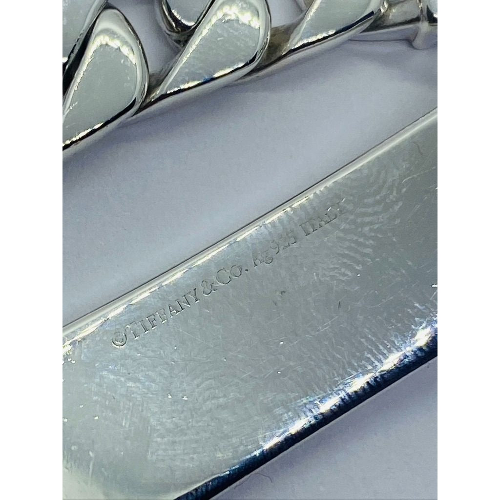 Tiffany & Co. Sterling Silver 925 Gram 7" Men's Curb Link ID Bracelet
