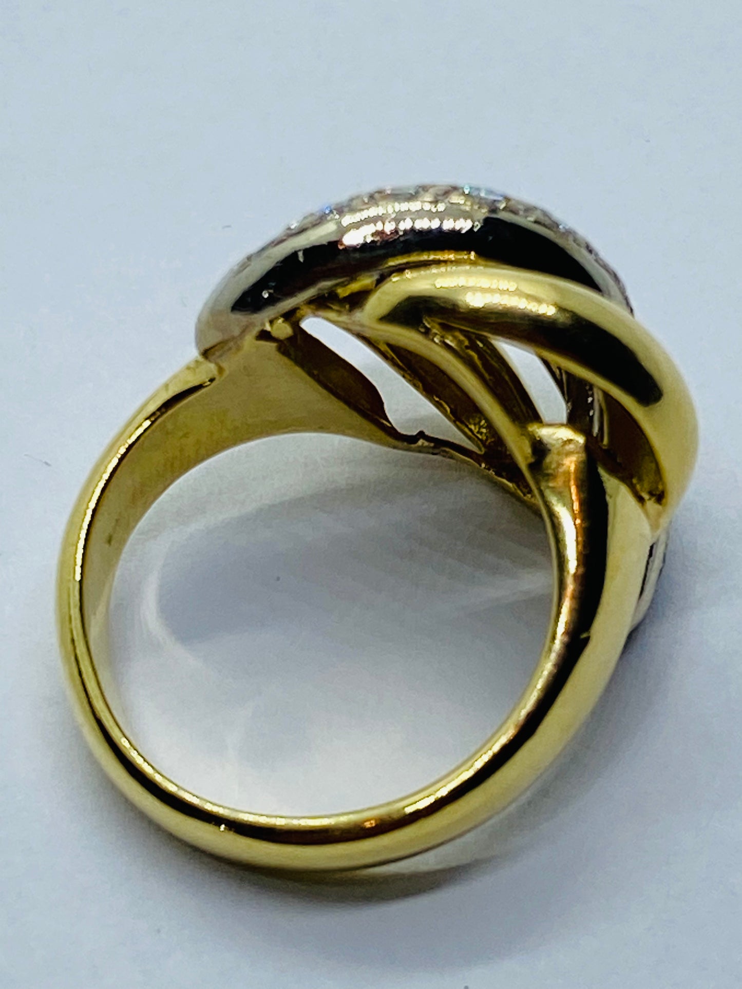 Tiffany & Co Solid 18K 750 Yellow White Gold Diamond Braided Dome Ring Size 6.5