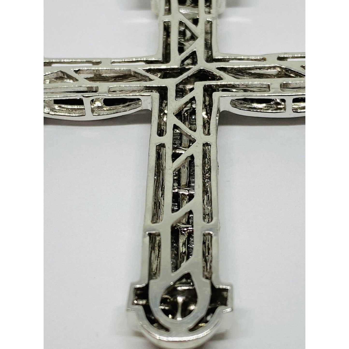 HUGE 10K White Gold Diamond Cross Pendant Appx 2.28CT , 24.4 Grams - 3.5”