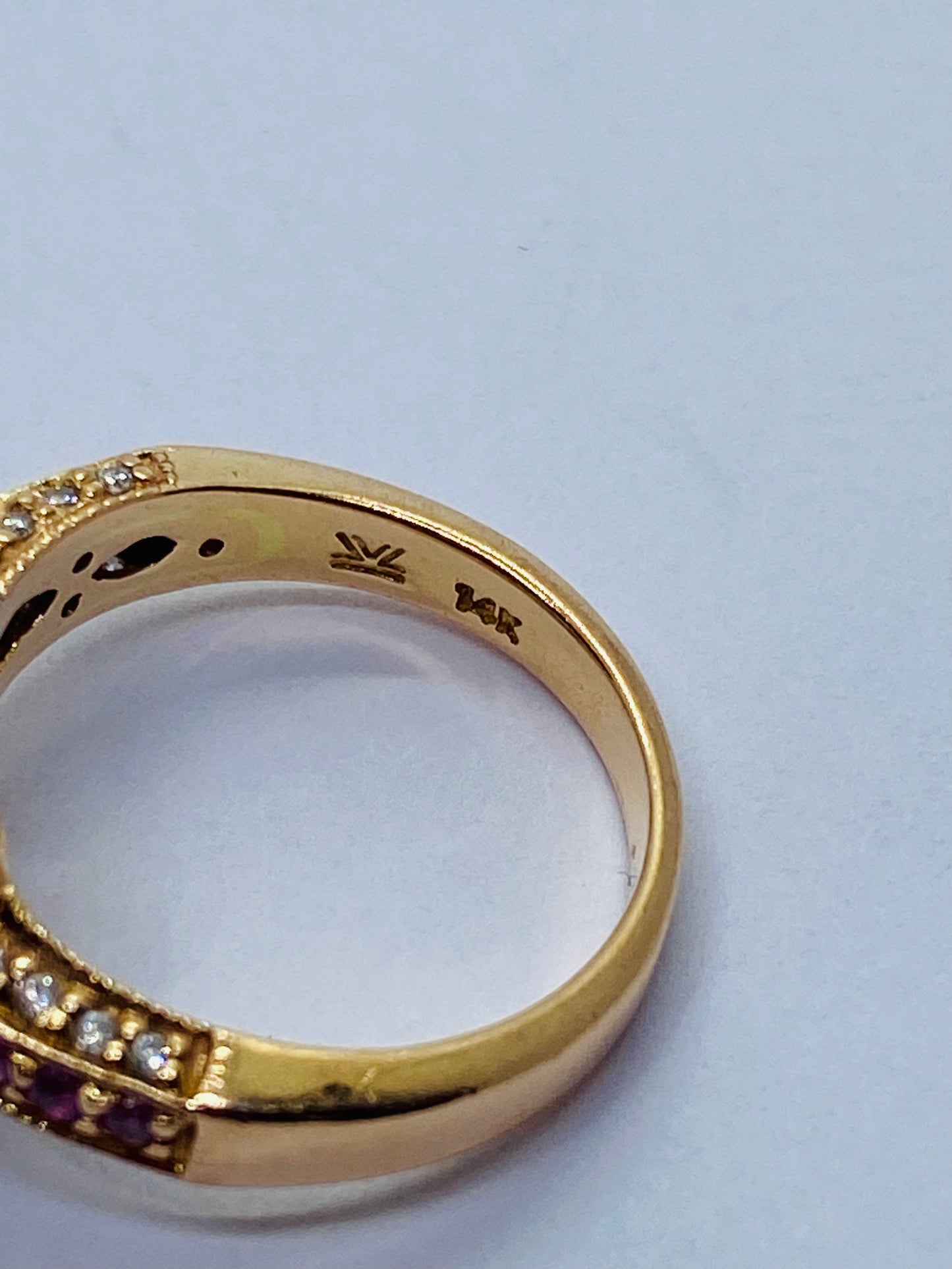 LeVian 14K Rose Gold Amethyst Pink Sapphire Diamond Halo Cocktail Ring READ!