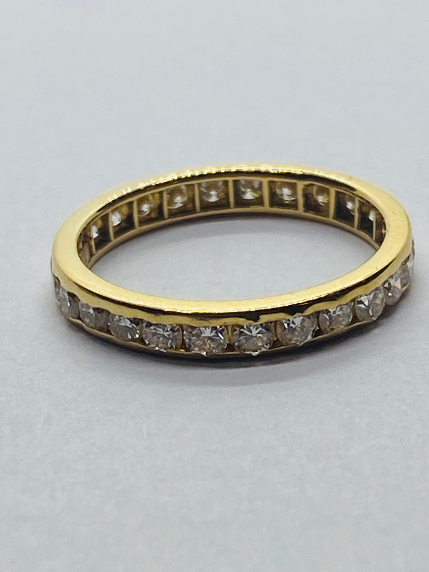 Tiffany & Co Round Diamond Channel Set Eternity Band Yellow Gold Size 5.5 .78Ct