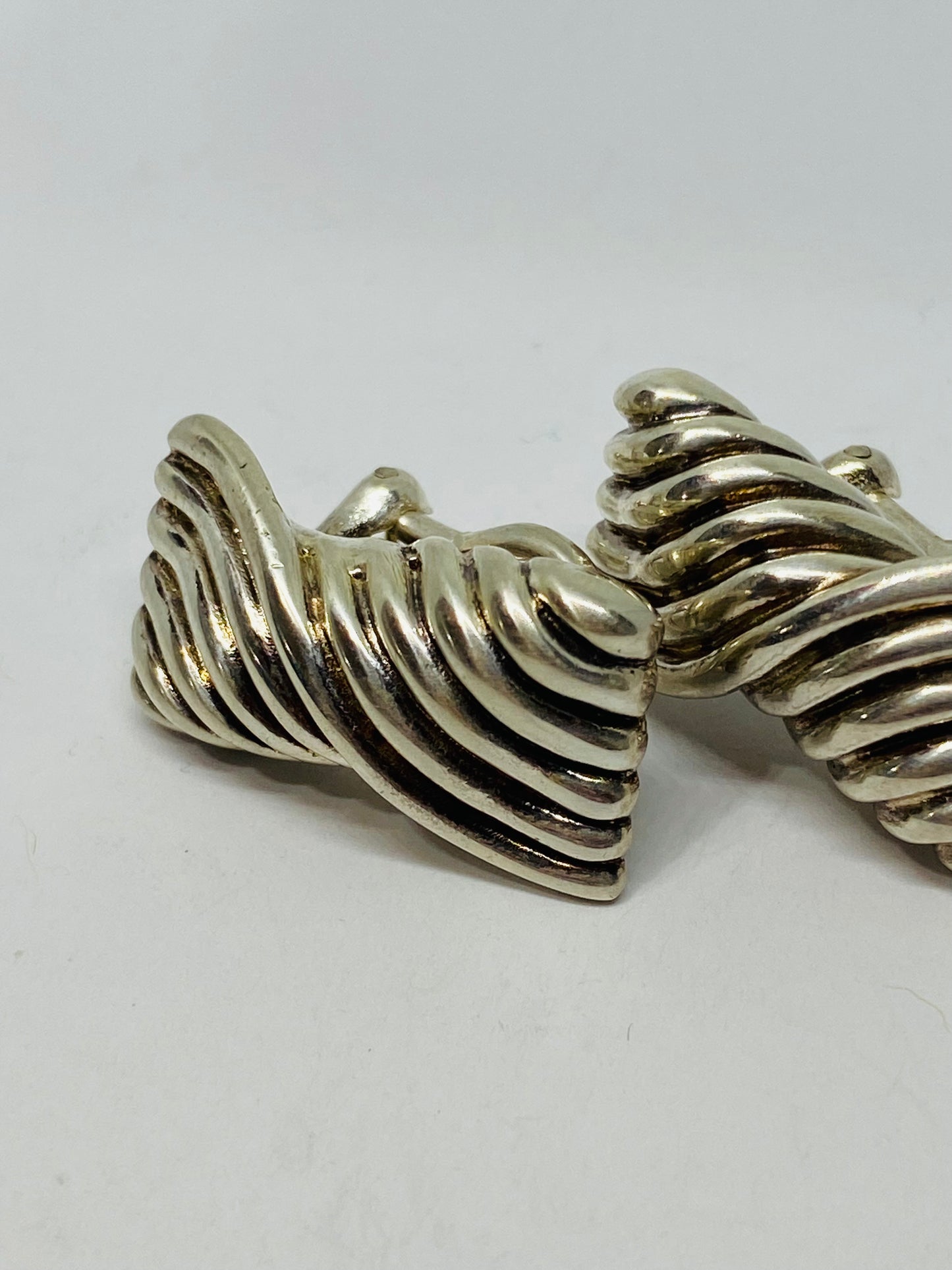Retired TIFFANY 925 Silver - Vintage Fluted Hourglass Design Non Pierce Earrings