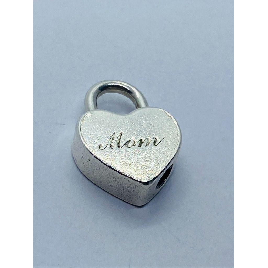 Tiffany & Co Sterling Silver 925 Mom Heart Padlock Charm Pendant