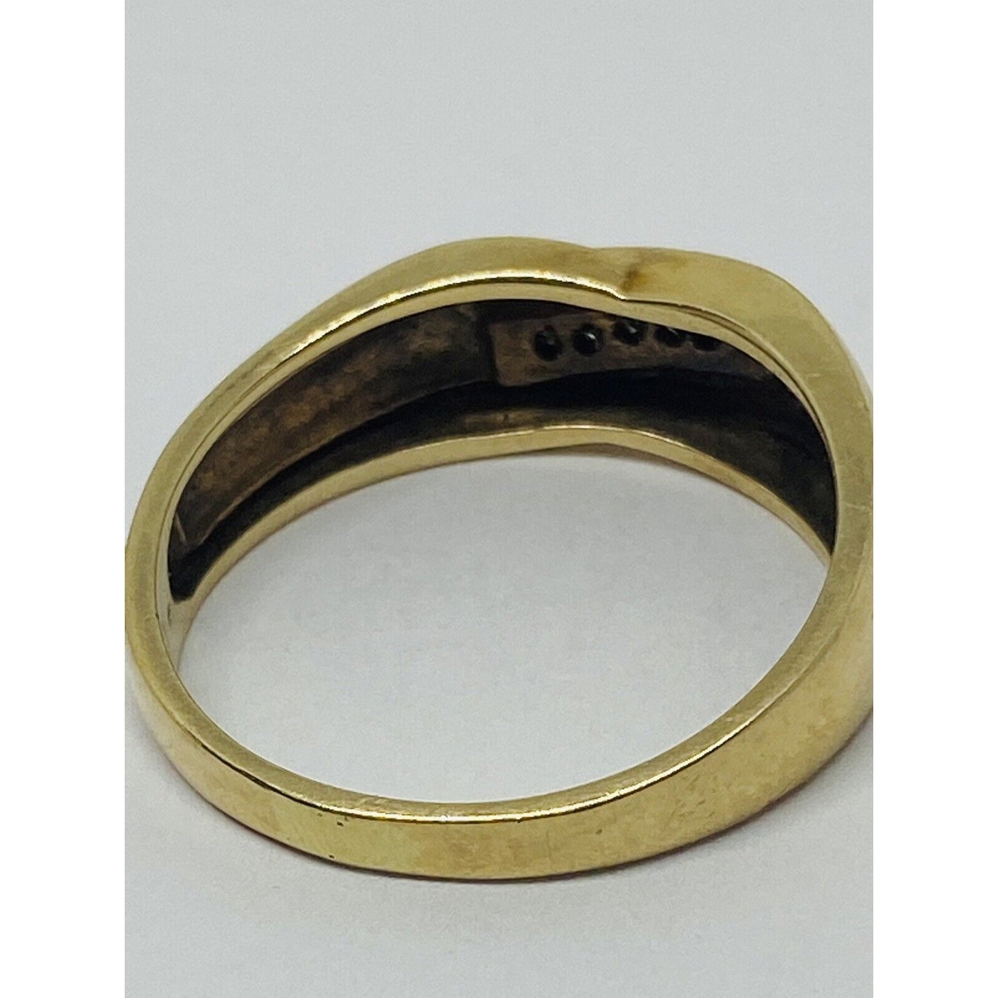 Mens 10k Solid Yellow Gold .10 CTW Natural Diamond Wedding Band Ring Size 10.5