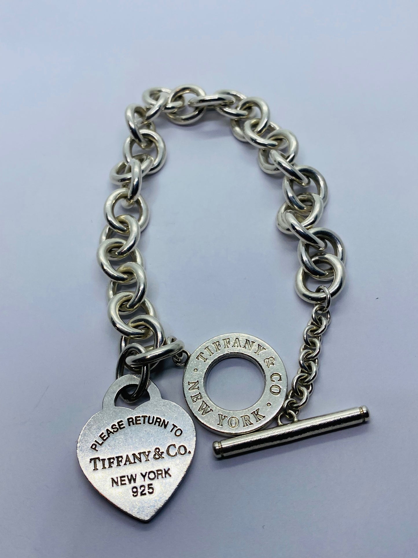 $575 Return To Tiffany & Co 8.5" New Version Toggle Heart Bracelet Silver Pouch