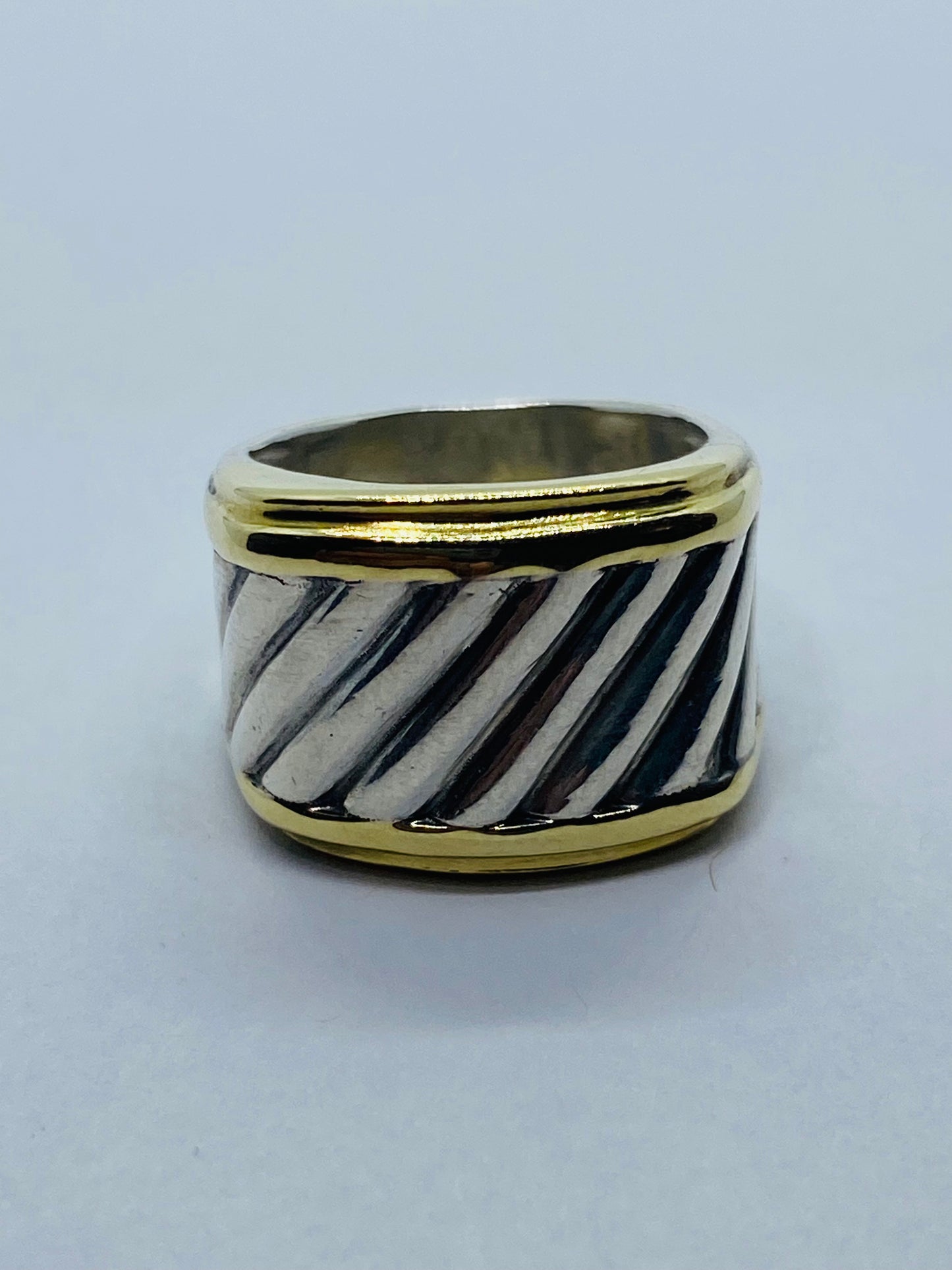 David Yurman Thoroughbred Ring 14K Gold Sterling Silver Cigar Cable Size 5.25