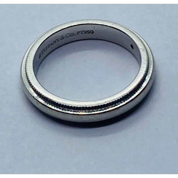 TIFFANY & CO PLATINUM 950 Double MILGRAIN WEDDING BAND 3MM SIZE 3.5