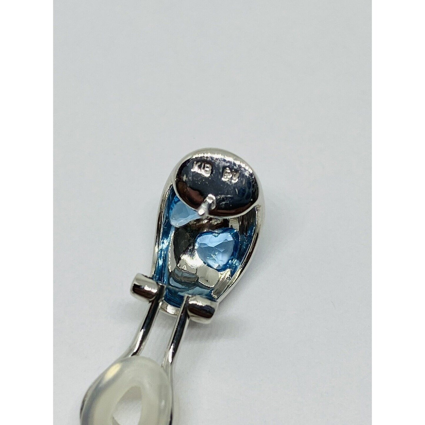 Ponte Vecchio 18K White Gold Blue Topaz Huggie Earrings 18K 750 Pierced