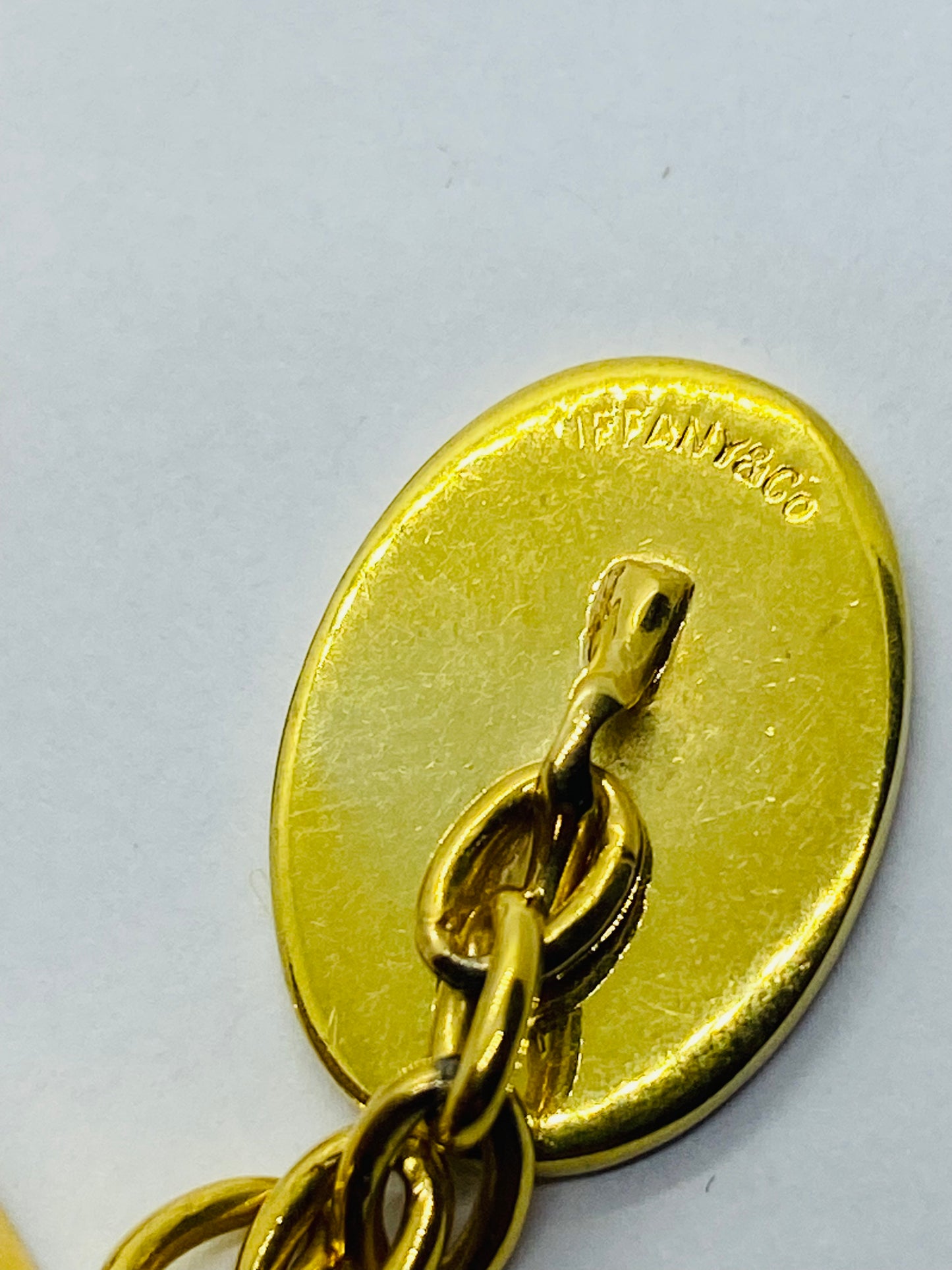 Rare Vintage Tiffany & Co. 18K Yellow Gold texture Oval Cuff Links