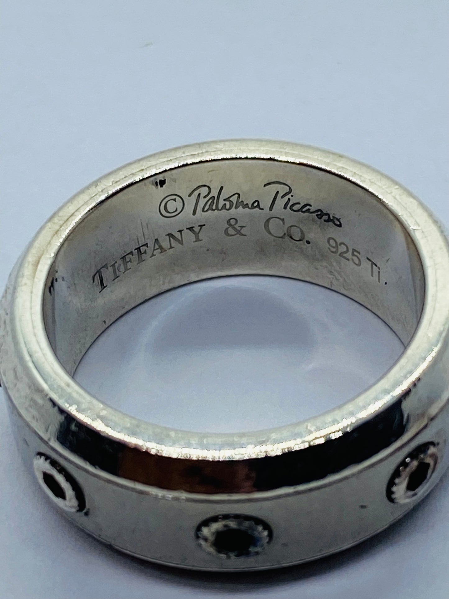 Tiffany & Co Paloma Picasso Sterling Silver & Titanium Turbo Ring Sz 7
