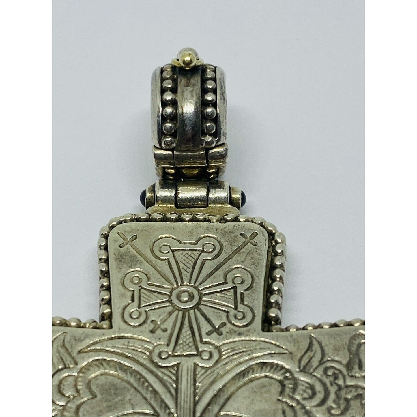 Konstantino 925 Silver Cross Pendant with Yellow Gold Accents 76x51mm HUGE HEAVY